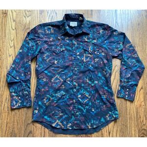 VTG Ely Cattleman Pearl Snap Shirt Mens XL 16 35 Western Party AOP Long Sleeve